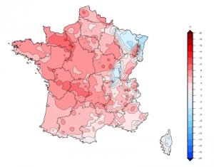 carte anomalie de température max 1er nov 2015